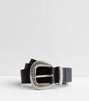 New Look Black Embellished Buckle Belt